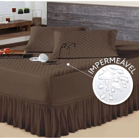Kit Protetor Colchão Solteiro | Casal | Queen | King Impermeável + Saia Box Matelado