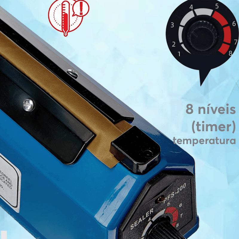 Seladora Térmica Sealer PFS-200 8 Temperaturas + Brinde Exclusivo