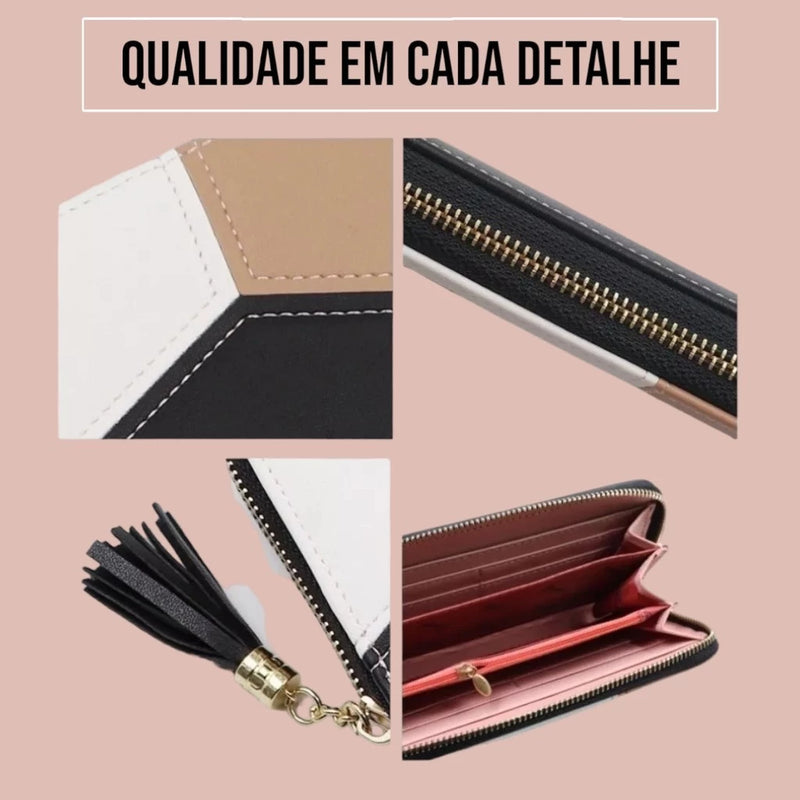 Carteira Bolsa Feminina Dianna | Couro PU Porta-Celular e Zíper