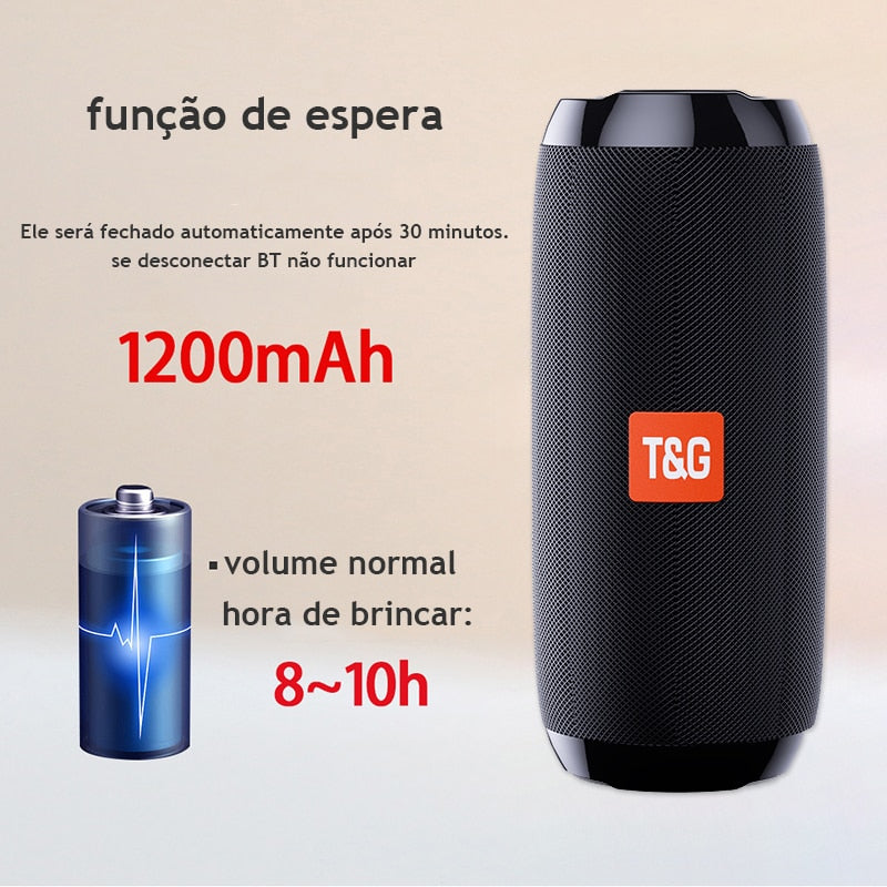 Caixa de Som Portátil Bluetooth T&G Loja Vibe Jovem