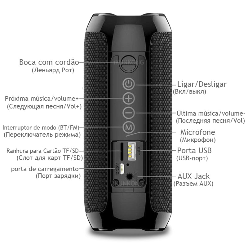 Caixa de Som Portátil Bluetooth T&G Loja Vibe Jovem